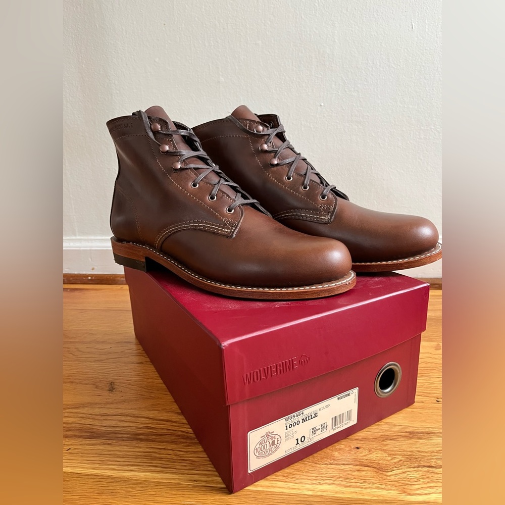 Brand New Wolverine 1000 Mile Original Plain Toe Boots